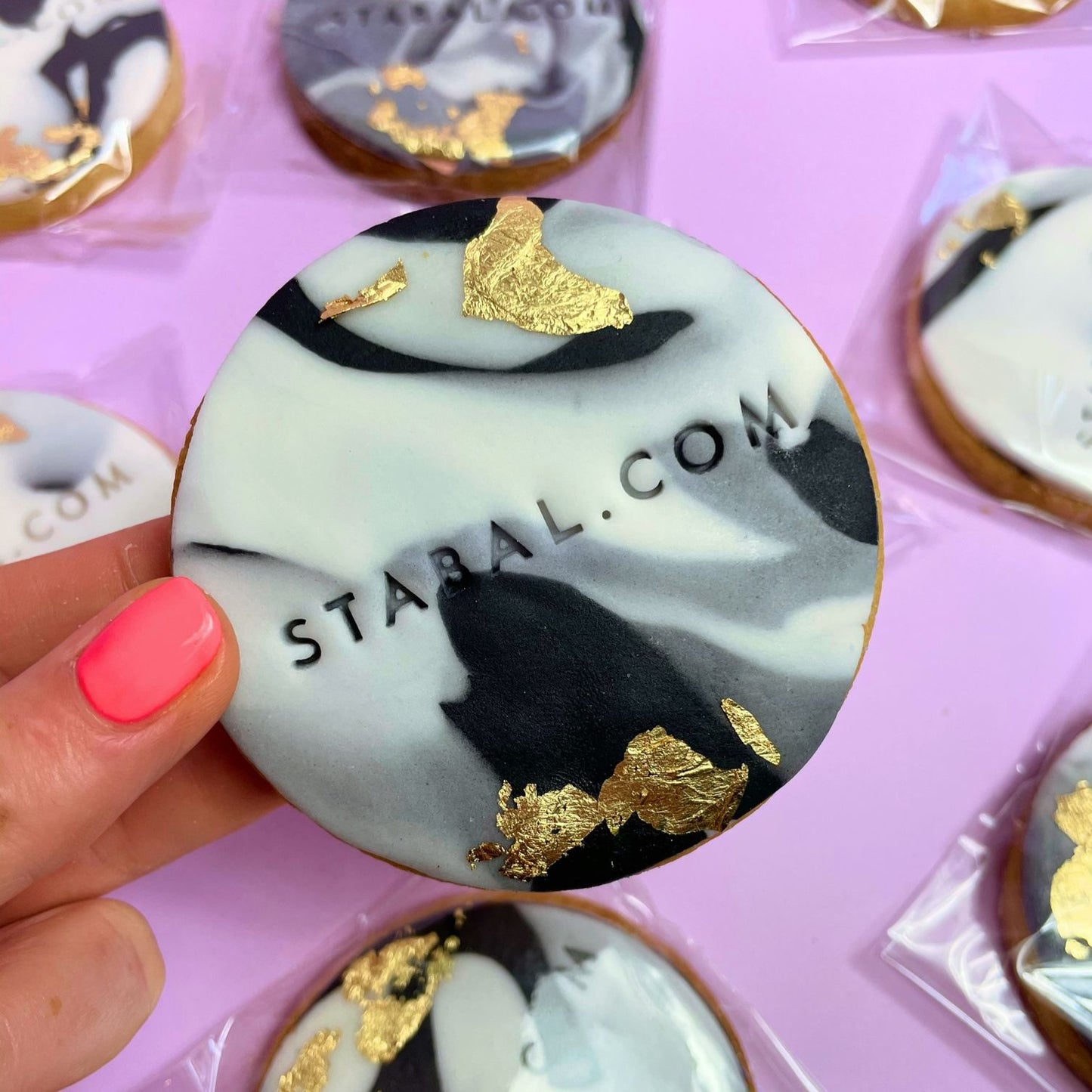 logo branded biscuits